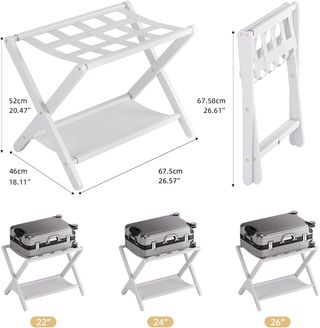 Soporte equipaje plegable madera y tela 2 unid