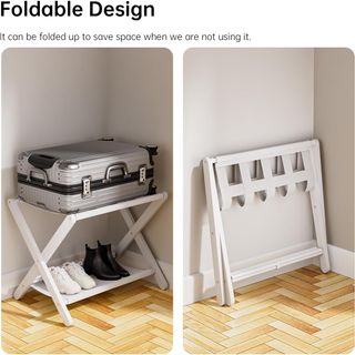 Soporte equipaje plegable madera y tela 2 unid