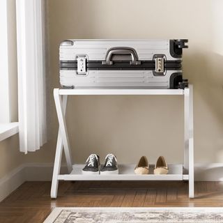 Soporte equipaje plegable madera y tela 2 unid