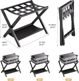 Soporte equipaje plegable madera y tela 2 unid