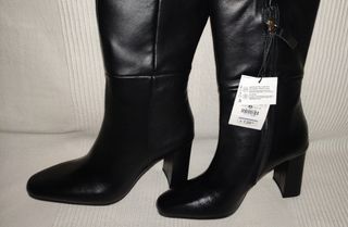 Botas altas de piel Zara negras