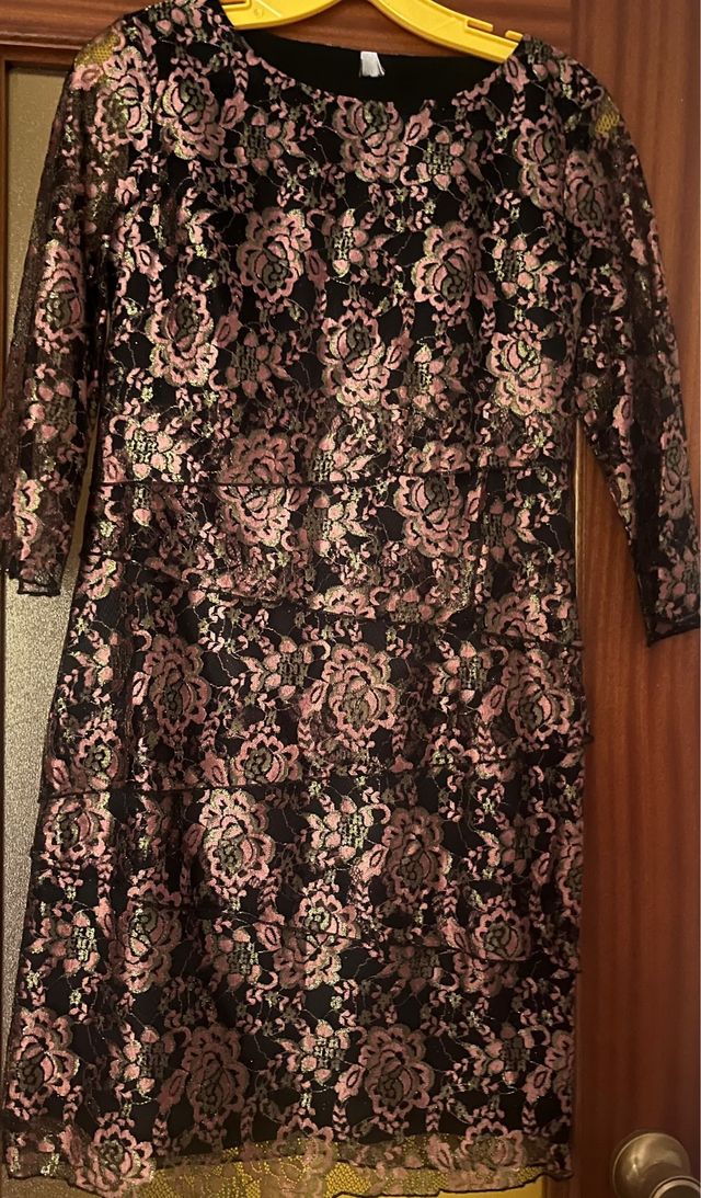 Nuovissimo abito da festa rosa brillante e nero