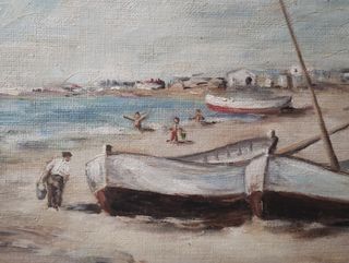 Cuadro óleo marina antigua