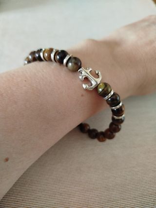 Braccialetto occhio di tigre con ancora