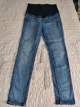 5 unid. Pantalones, petos y falda vaqueras premamá
