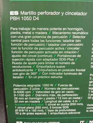 1050W Martillo Taladro PARKSIDE 