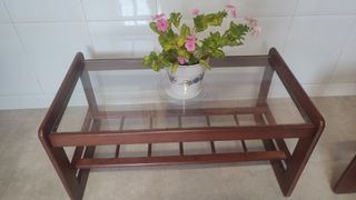 Mesas bajas de salón madera y cristal