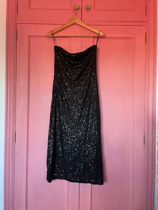 Vestido palabra de honor lentejuelas negro