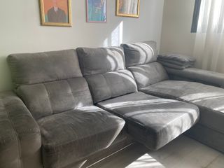 Sofá Chaise Longue Gris Tela