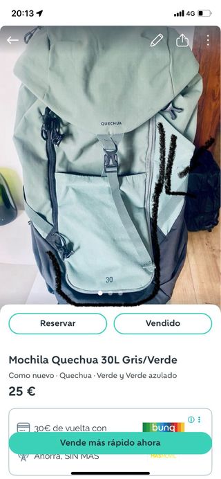 Mochila Quechua 30L Gris/Verde