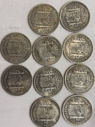 Lote 10 Duros Españoles Amadeo I Alfonso XIII