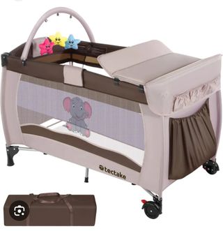 Cuna de viaje plegable tectake + colchón