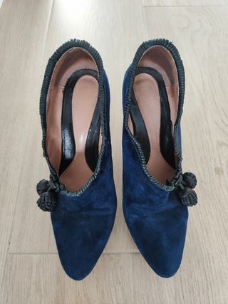 Zapatos de tacón azul con plataforma