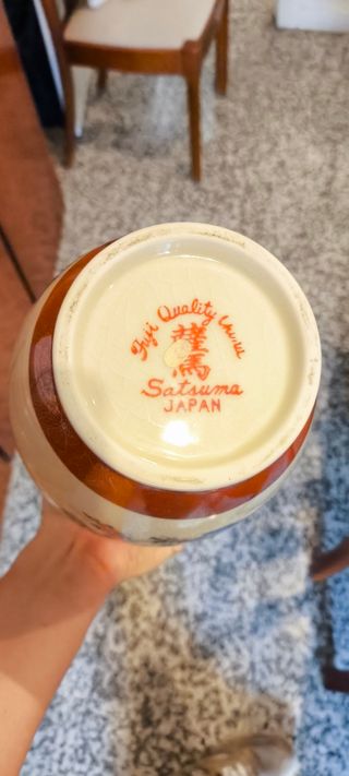 Jarrón Satsuma Japoneses Peonías Pavos