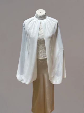 Blusa gasa blanco choker manga larga talla única