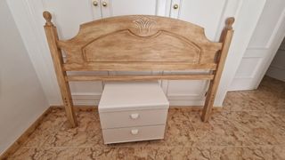 Cabecero cama 135cm + 1 mesita noche con ruedas