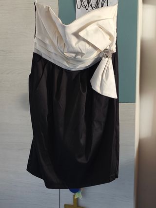 Vestido de fiesta blanco y negro
