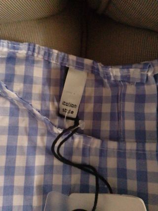 Blusa cuadros manga corta cuello redondo