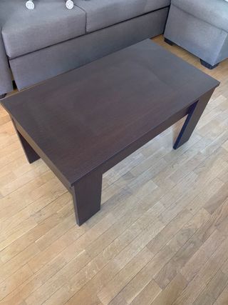 Mesa de centro elevable madera oscura
