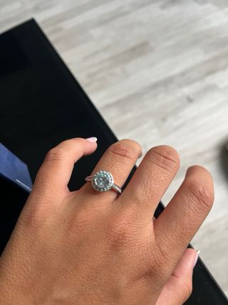 Anillo Swarovski Azul y Plateado