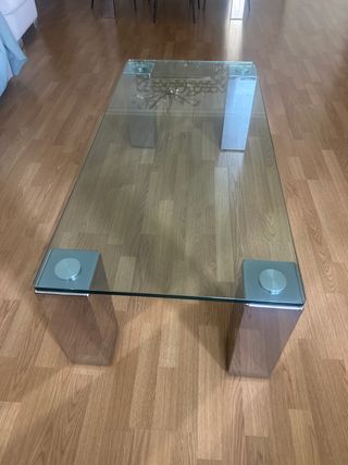 Tavolo in vetro e acciaio inox 60x130