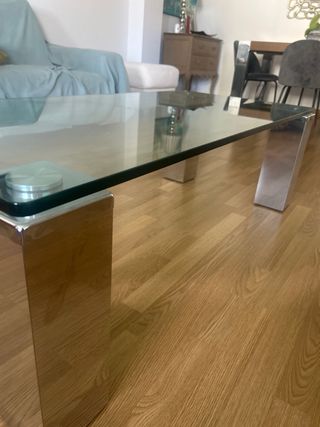 Tavolo in vetro e acciaio inox 60x130