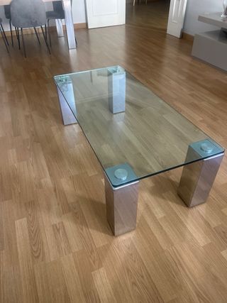 Tavolo in vetro e acciaio inox 60x130