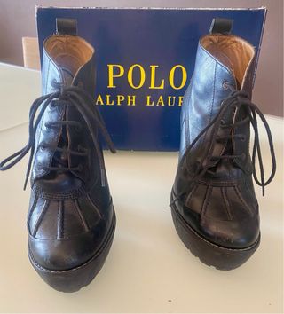 Botines Polo Ralph Lauren piel tacón alto negros