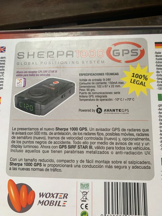 Allarme GPS per radar Woxter Sherpa1000