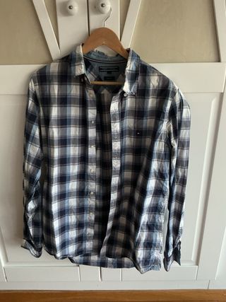 Camisa Tommy Hilfiger cuadros azul y blanco