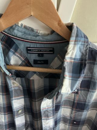 Camisa Tommy Hilfiger cuadros azul y blanco