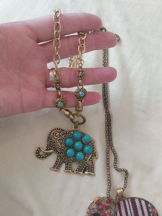 Collar India Elefante Turquesa Dorado