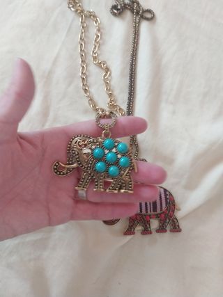 Collar India Elefante Turquesa Dorado