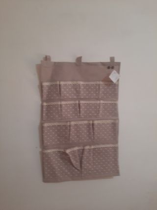 Sacca portaoggetti beige con pois