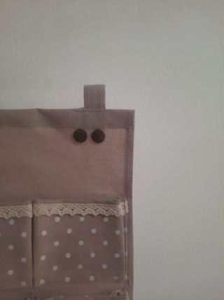 Sacca portaoggetti beige con pois