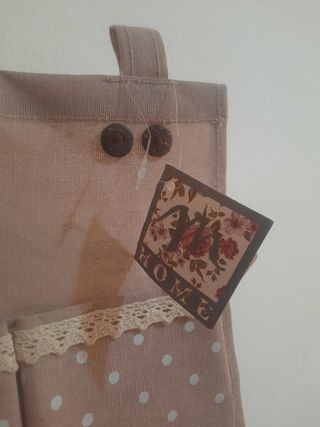 Sacca portaoggetti beige con pois