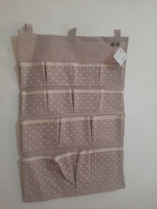 Sacca portaoggetti beige con pois