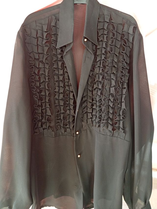 Camisa gasa mujer adornos delanteros