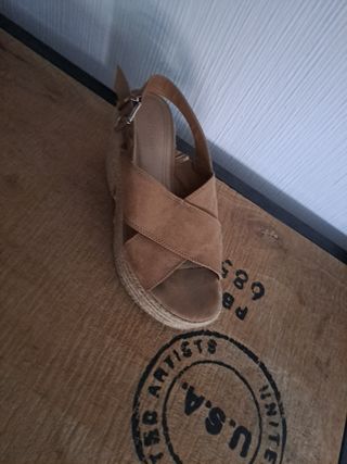 Sandalias cuña esparto beige/marrón nuevas