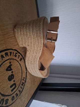 Sandalias cuña esparto beige/marrón nuevas