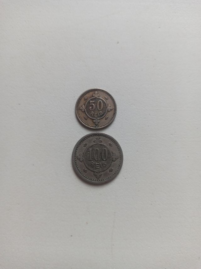 2 Monedas Portugal 50 y 100 Reis
