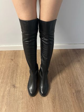 Botas altas de piel negra talla 38