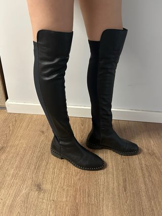 Botas altas de piel negra talla 38