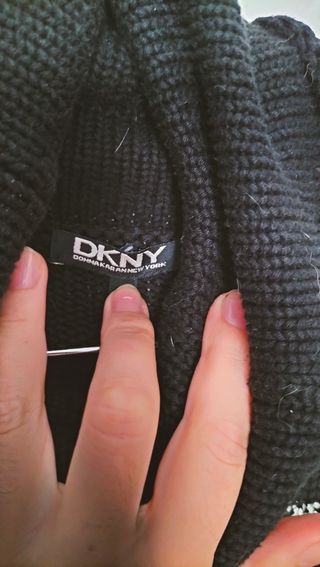 Jersey DKNY cuello alto rayas plata XS