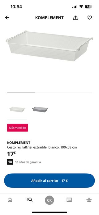 Cesta Komplement Ikea Metal Blanca