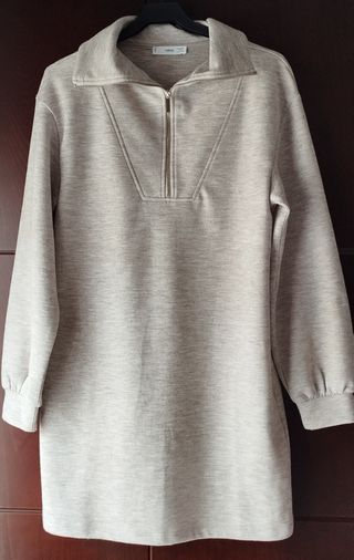 Vestido Mango Beige Manga Larga.