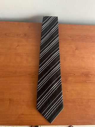 Corbata de rayas negra y blanca seda de Canda