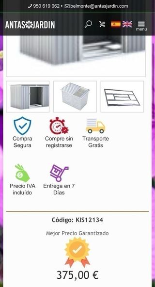 Caseta jardín metálica  3 m2 Kingston Silver