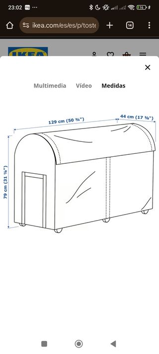 Baúl TÖSTERO exterior Ikea negro. 