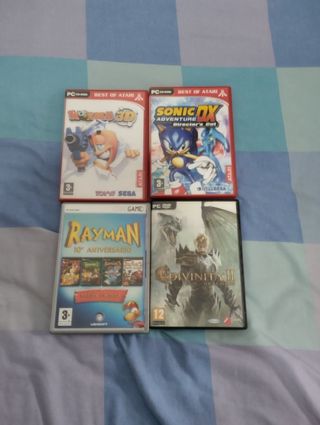 Lote 4 Juegos PC: Worms 3D, Sonic DX, Rayman, Divi